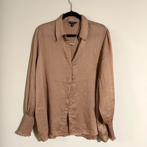 EXPRESS Button Down Blouse in Tan